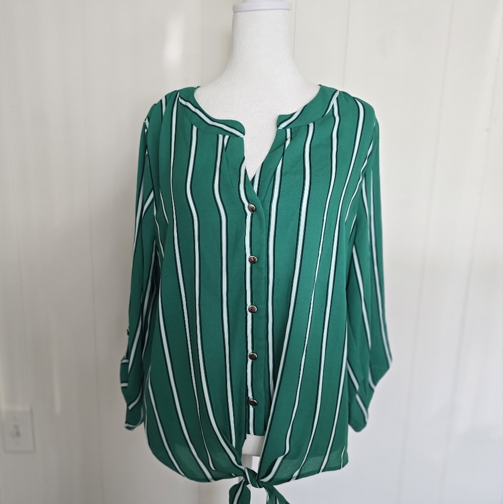 Green Striped Women's Top